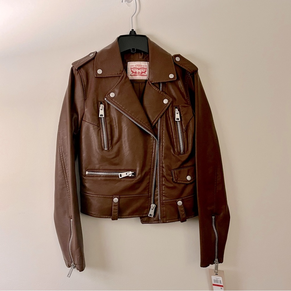 NWT Levi Faux Leather Moto Jacket, XS